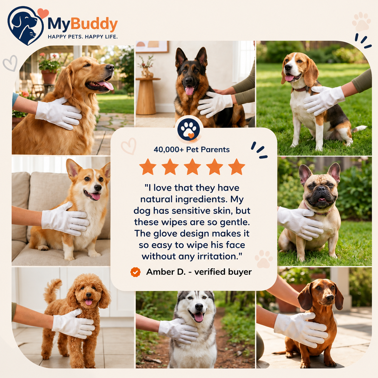 MyBuddy Pet Bathing Glove Wipes