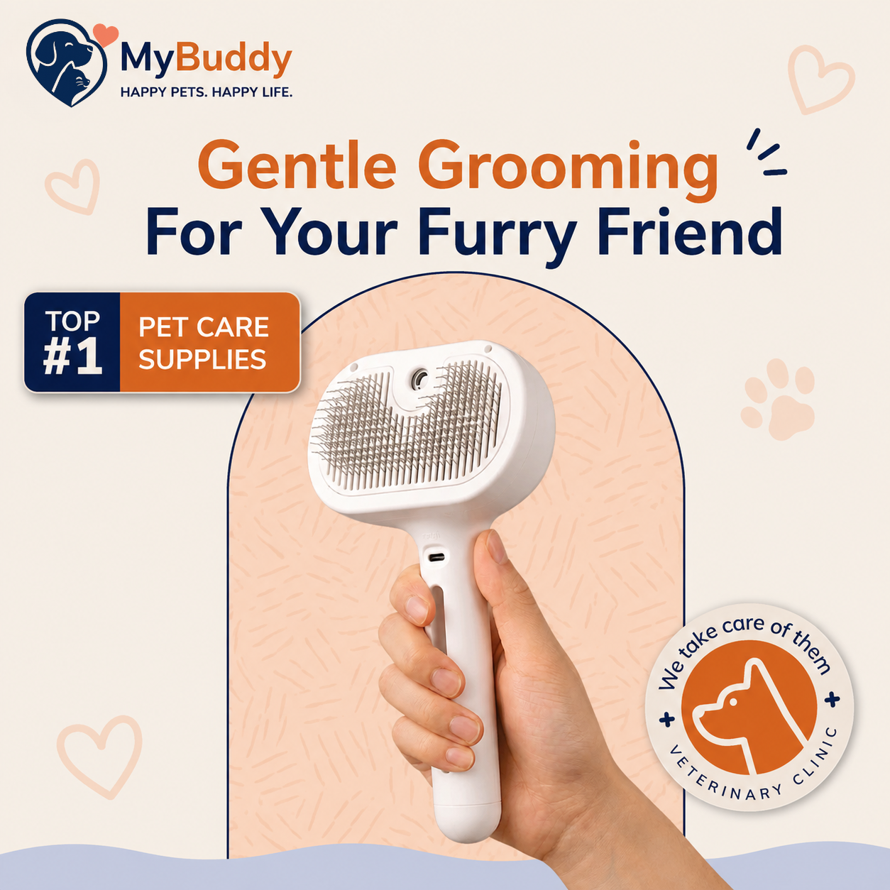 MyBuddy Steamy Grooming Brush
