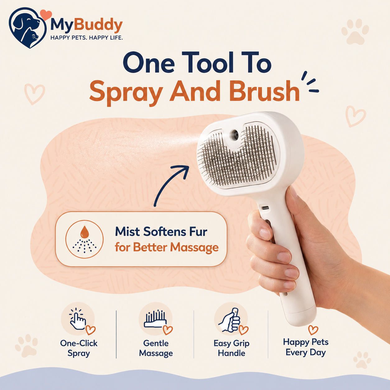 MyBuddy Steamy Grooming Brush