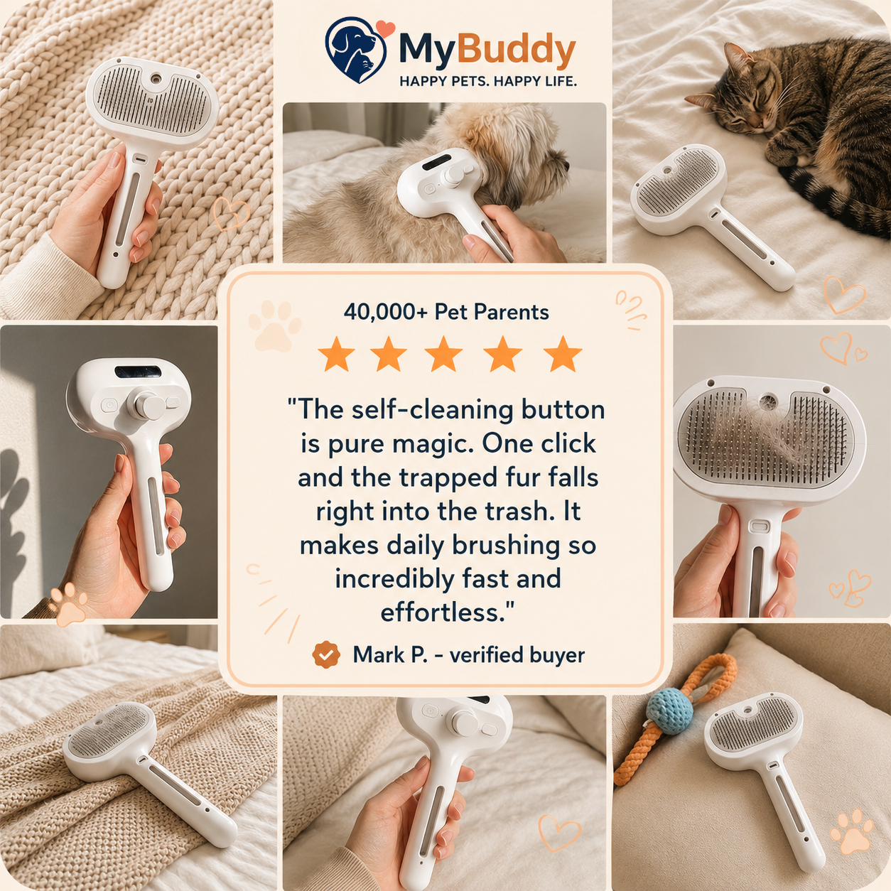 MyBuddy Steamy Grooming Brush